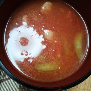トマトとベーコンとエリンギのスープ